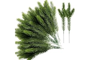 Alpurple 45 Packs Artificial Pine Needles Branches Garland- 10.2 x 2.5 Inch Green Plants Pine Needles- Fake Greenery Pine Picks for Christmas Garland Wreath Home Garden Decoration