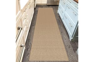 IOHOUZE Washable Kitchen Runner Rug 2'x8' Rubber Backing Hallway Runner Entryway Runner Indoor, Farmhouse Natural Boho Jute Rugs Low Pile Woven Cotton Floor Carpet for Kitchen Hallway Entryway Bedside