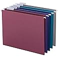 Smead Colored Hanging File Folder with Tab, 1/5-Cut Adjustable Tab, Letter Size, Assorted Jewel Tone Colors, 25 per Box (64056)