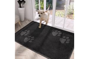 PURRUGS Dirt Trapper Door Mat 32" x 47", Non-Skid/Slip Machine Washable Microfiber Entrance Rug, Shoes Scraper, Dog Door Mat, Super Absorbent Floor Mat for Muddy Wet Shoes and Paws, Charcoal