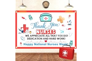 JAAILEE Nurses Week Banner Thank You Nurses Banners Backdrop Decoration 5.2x3.2Ft Nurse Appreciation Week Banner for Medical Doctor Nursing Day Party Happy National Nurses Week