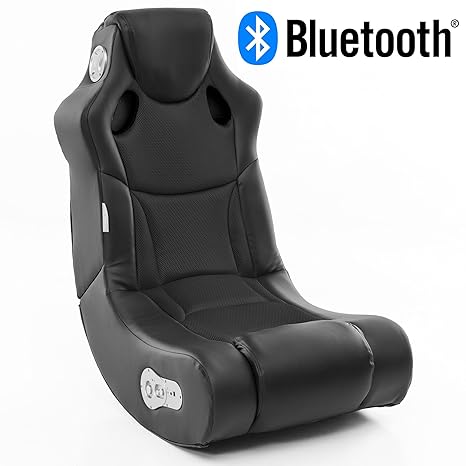 Wohnling Soundchair Booster in Schwarz mit Bluetooth eingebauten Lautsprechern | Multimediasessel für Gamer | Musiksessel 2.1