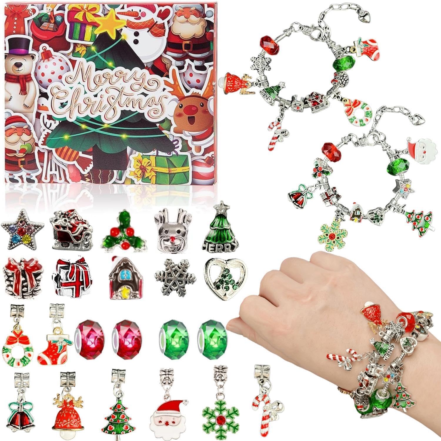 Advent Calendars - Advent Calendar 2023 Girls, DIY Jewelry Charm Bracelet Making Kit Beads, 24 Days Christmas Countdown Calendar, Stocking Stuffer Christmas Gifts for Girls Kids Teens Women