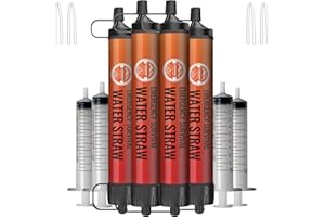 Lormandy Water Filter Straw, Emergency Water Filtration System, Personal Water Purifier, Outdoor Survival Gear and Equipment for Hiking Camping Accessories Travel Fishing Emergency Preparedness (4PCS)