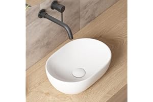 Small Bathroom Vessel Sink, OCEALAGOON 15 x 10 Oval Bathroom Sink Bowls Above Counter, Porcelain Ceramic White Vessel Sink for Bathroom, Modern Countertop Sink, Vanity Sink Lavatory Art Wash Basin