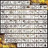 Fainne 100 Pcs 1.5 Inch Small Stencils for Crafts,Flower Bird Plants | Reusable Painting Stencils for Wood Wall Card Making Scrapbooking Journaling, Portable Craft Templates