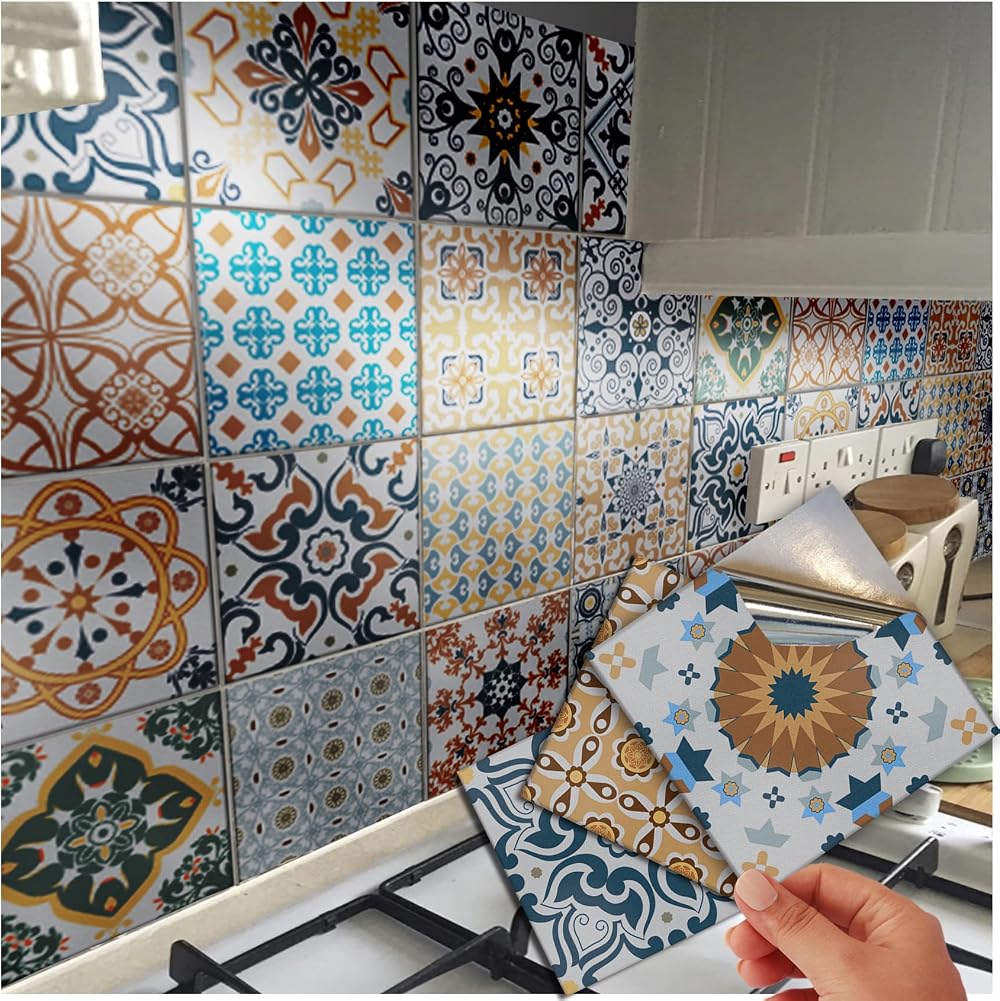 Tile Style Decals 48x 15cm Kitchen Bathroom Fireplace Tile Stickers Transfers