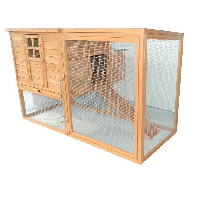 Pawhut Wooden Chicken Coop Outdoor Waterproof Roof Poultry Hutch With Hen Nest Box