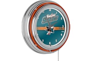 Trademark Global NHL Chrome Double Rung Neon Clock - San Jose Sharks