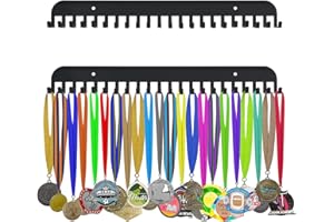 YRHSPORT Gymnastic Medal Holder Hanger Display Rack, Medal and Ribbon Shelf, Medal Hanger Display with 22 Hooks (Black)