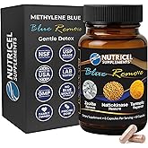 Nutricel Blue Remove - USP Grade Methylene Blue 60 Capsules with Micronized Zeolite, Nattokinase (Non-GMO), Turmeric, Bromelain, and NAC - Trusted Made in America Brand