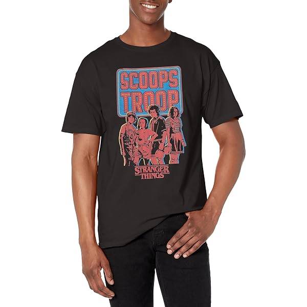 Stranger Things Comic Cover Basic Solid Tee T-Shirt, Nero, L Uomo