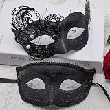 SIQUK Couple Masquerade Masks Metal Venetian Party Mask Swan Black view 4
