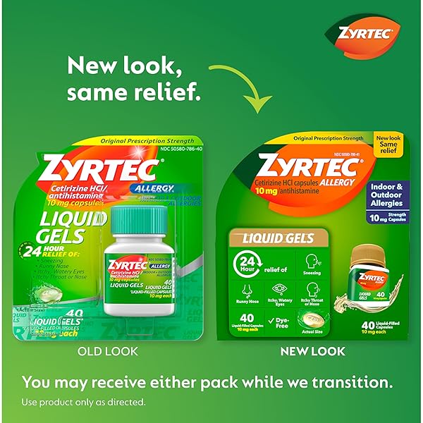 ZYRTEC 24 HOUR ALLERGY RELIEF LIQUID GELS, ANTIHISTAMINE CAPSULES WITH CETIRIZINE HCL ALLERGY MEDICINE FOR ALL-DAY RELIEF FROM RUNNY NOSE, SNEEZING, ITCHY EYES & MORE, 40 COUNT