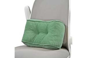 Glyzia Lumbar Support Pillow for Study Desk Chair, High-Density Foam Back Support Pillow for Lower Back Pain Relief, Soft & Support Corduroy Office Chair Cushion, S, Green