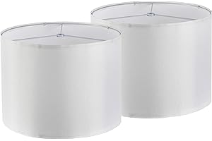 GUZEIR White Lamp shades Set of 2, Medium Fabric Lampshades for Table Lamps, Floor Lamps, 13" Top x 13" Bottom x 10" High (Spider) Hand Crafted Replacement Lampshades,Lamp Shade Harp Holder not Included