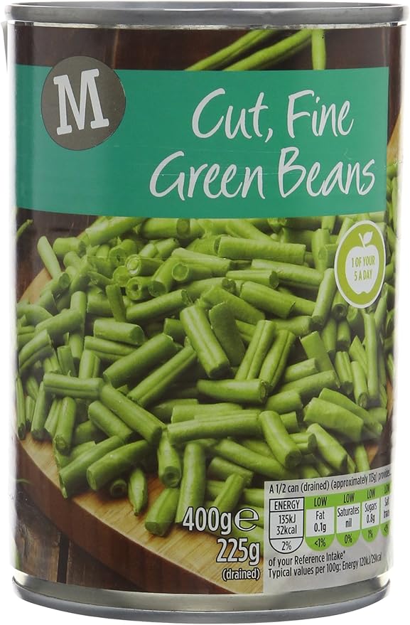 Morrisons Water Cut Green Beans, 400 g, Pack of 12 Amazon.co.uk Grocery