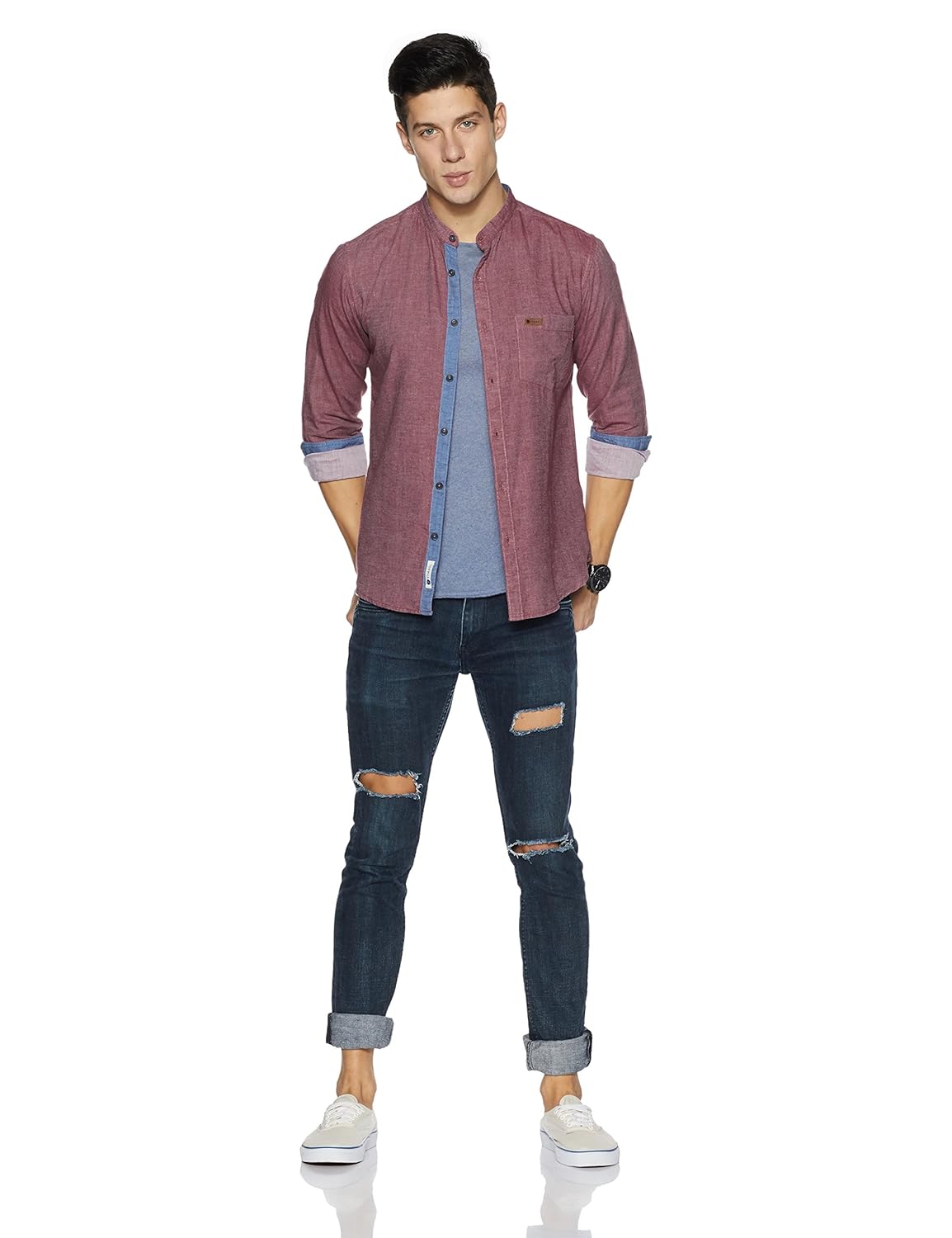 symbol amazon brand men's regular fit casual shirt