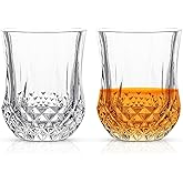 QUAFFER Classic Whiskey Glasses Tumblers Set of 2 – Elegant Diamond Patterned Glasses 7 oz - Old Fashioned Whiskey Scotch Vodka Tequila Tumbler Glass - Perfect for Parties, Bars, Events, Home Bar