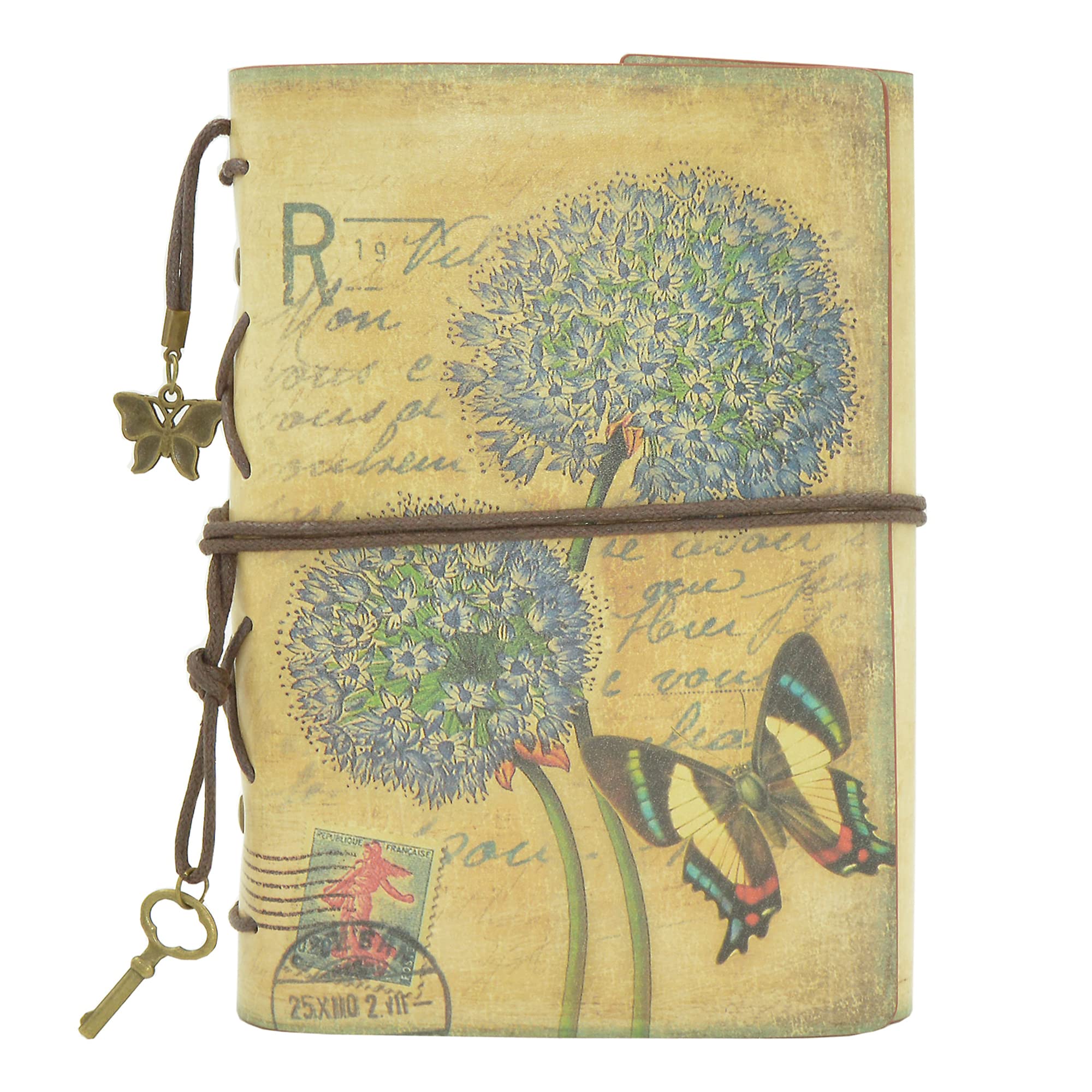 NectaRoy Retro Vintage Leather Writing Journal Notebook, 6-Holes European Style Spiral Bound Loose-Leaf Refillable Daily Sketchbook Diary Traveler with Blank Inserts and Zipper Pocket, 185x130mm