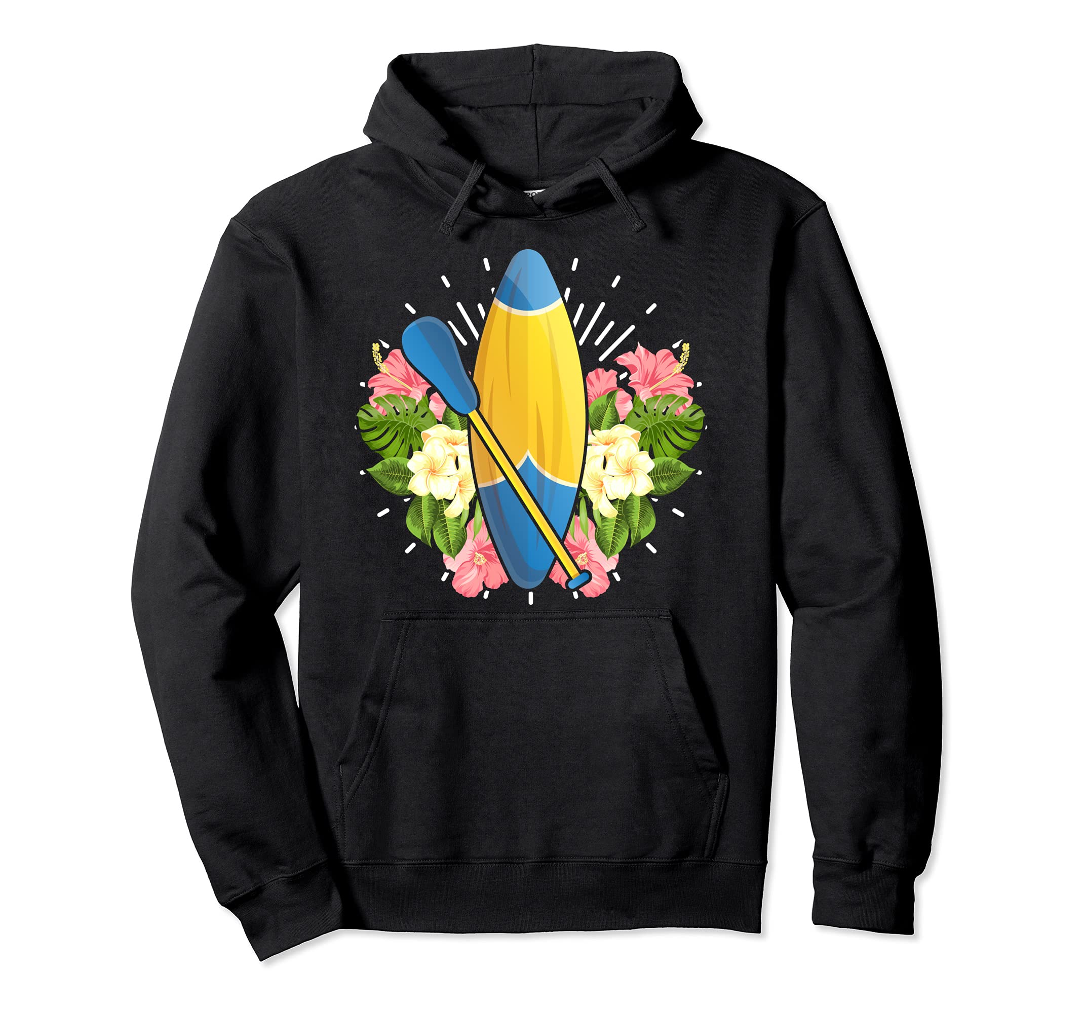 Floral Stand Up Paddler Paddles Paddleboarding Flowers SUP Pullover Hoodie
