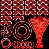 YOFOBU 115 PCS Glow in the Dark Party Supplies,100PCS 8" Glow Sticks Bulk,15PCS Glasses,Glowing Party Favors for 4th of July