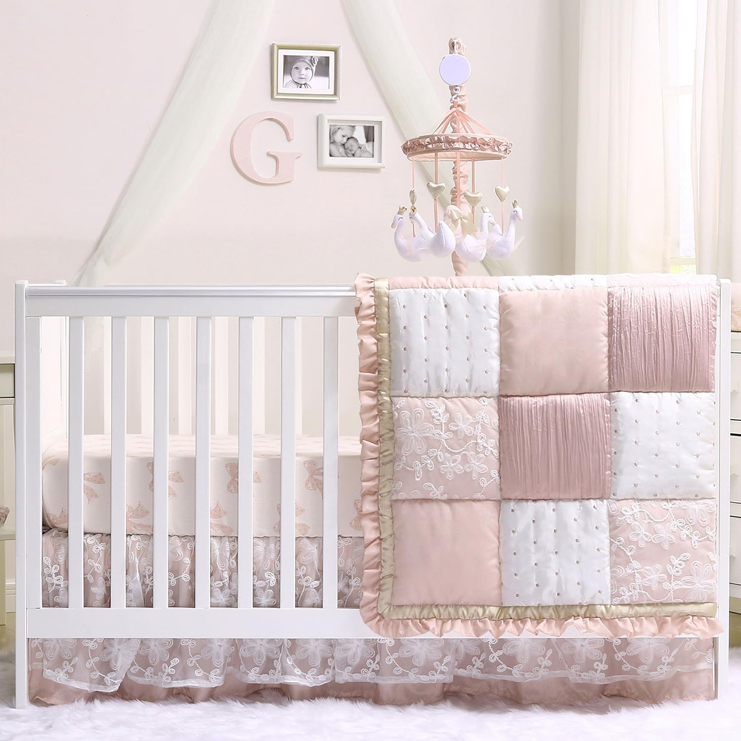 dusty pink baby bedding