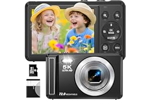 5K Digital Camera - Point and Shoot Small Digital Cameras - 72MP UHD Autofocus Compact Camera for Photography - 2.8" Screen P