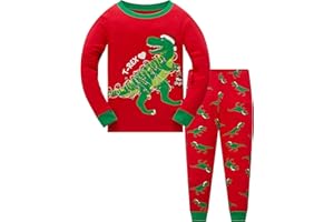 Akyzic Kids Christmas Pajamas 100% Cotton Long Sleeve Toddler Snowman Xmas Pjs Childrens Christmas Jammies Clothes 3-10T