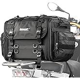 Rhinowalk Motorcycle Tail Bag, Expandable Motorcycle Travel Luggage Bags 60L, Waterproof All-Weather Trunk Rack Bag with Sissy Bar Straps & Helmet Rain Cover-Black