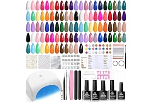 BEETLES GEL POLISH Beetles Gel Nail Polish Kit with U V Light - 53 Pcs Emotional Spectrum Pro 32 Colors Gel Nail Kit with Base &Matte &Glossy Top Coat and Tools Decoration Manicure Set Soak Off Gifts for Women Girls
