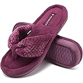 CIOR Women's Cozy Memory Foam Spa Thong Flip Flops House Indoor Slippers Plush Gridding Velvet Lining Clog Style-U1MTW017-0716