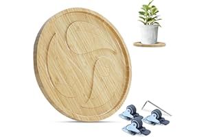 Hearth & Hunter Bamboo Rolling Plant Caddy for Plants - Plant Caddy with Wheels - Water Resistant, Raised Design 12” Indoor & Outdoor Plant Saucer with Wheels