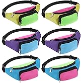 6 Pcs Retro 80s 90s Fanny Pack Retro Belt Bag 2 Pockets Neon Fanny Small Waist Packs for Jogging Traveling Party Costumes Holiday Festival 80s Theme Party
