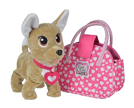 Simba 105893110 - Chi Love Happy/ Reagiert Auf Berührung und 12 Verschiedene Sprachbefehle/ mit Tasche und Halsband/ 30cm