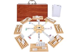 GOTHINK Double 12 Mexican Train Dominoes Set in Wooden Carry Case, Double 12 for Adults and Family, Mexican Train Double 12 D
