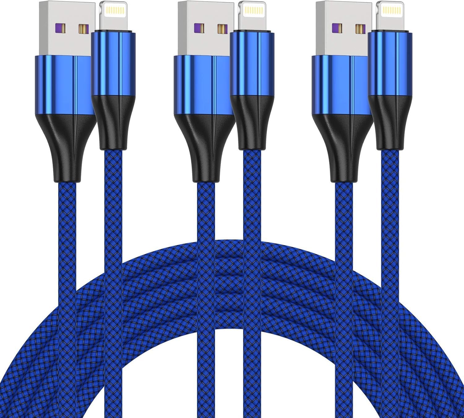 FEEL2NICE [MFi Certified Lightning Cable,3 Pack 1M iPhone Charger Cable & Data Sync Fast Nylon Braided Cord Compatible