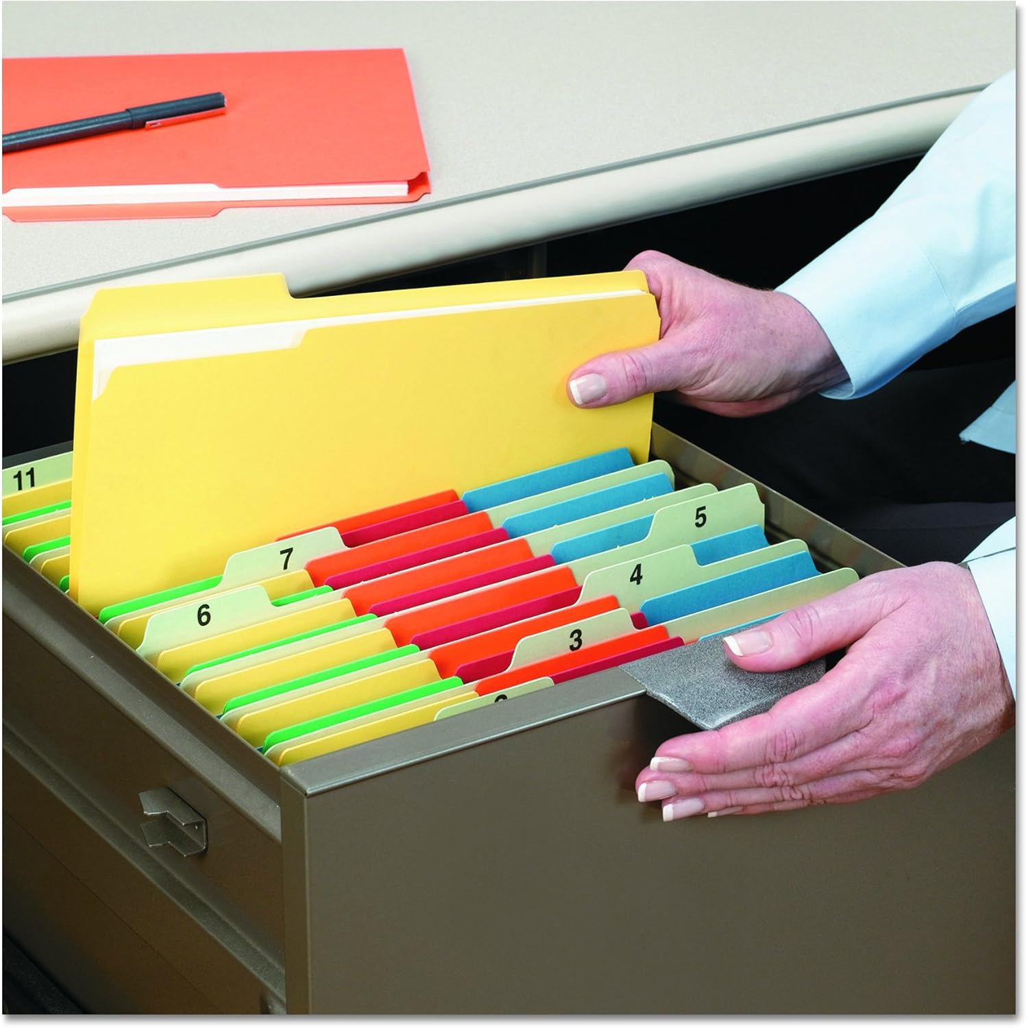 Smead File Folder, 1/3-Cut Tab, Legal Size, Assorted Colors, 100 per Box (16943) : Colored File Folders : Office Products