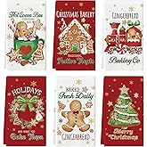 maiiooliwe 6 Pcs Christmas Kitchen Towels, Holiday Gingerbread and Hot Cocoa Design, Funny Hot Cocoa Cookie Bake Theme Absorbent Hand Towels (Gingerbread Man)