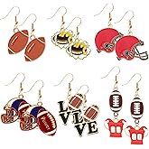 RofYof 6 Pairs Football Earrings for Women Sports Earrings Game Tennis Jewelry Dangle Decor