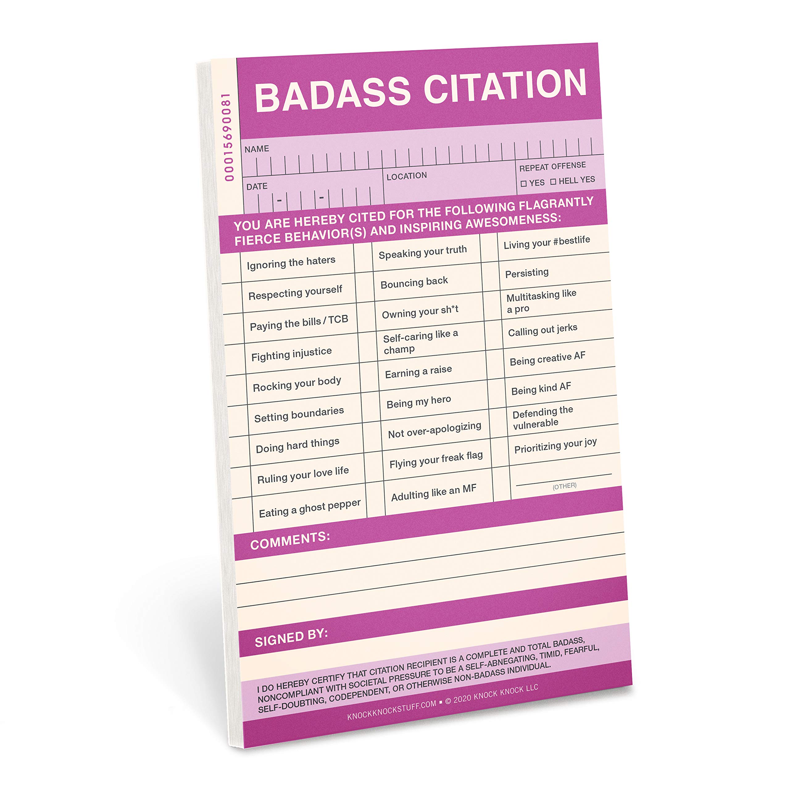 Knock Knock Badass Sticky Citation Pad Knock Knock Amazon Fr Livres