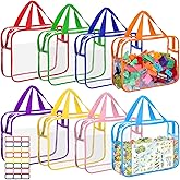 8 Packs Large Toy Storage Bags with Labels&Manual Pocket, Reusable Clear PVC Board Game Storage Bags, Travel Waterproof Organizer Bags with Zipper for Building Blocks, Puzzle, Toys