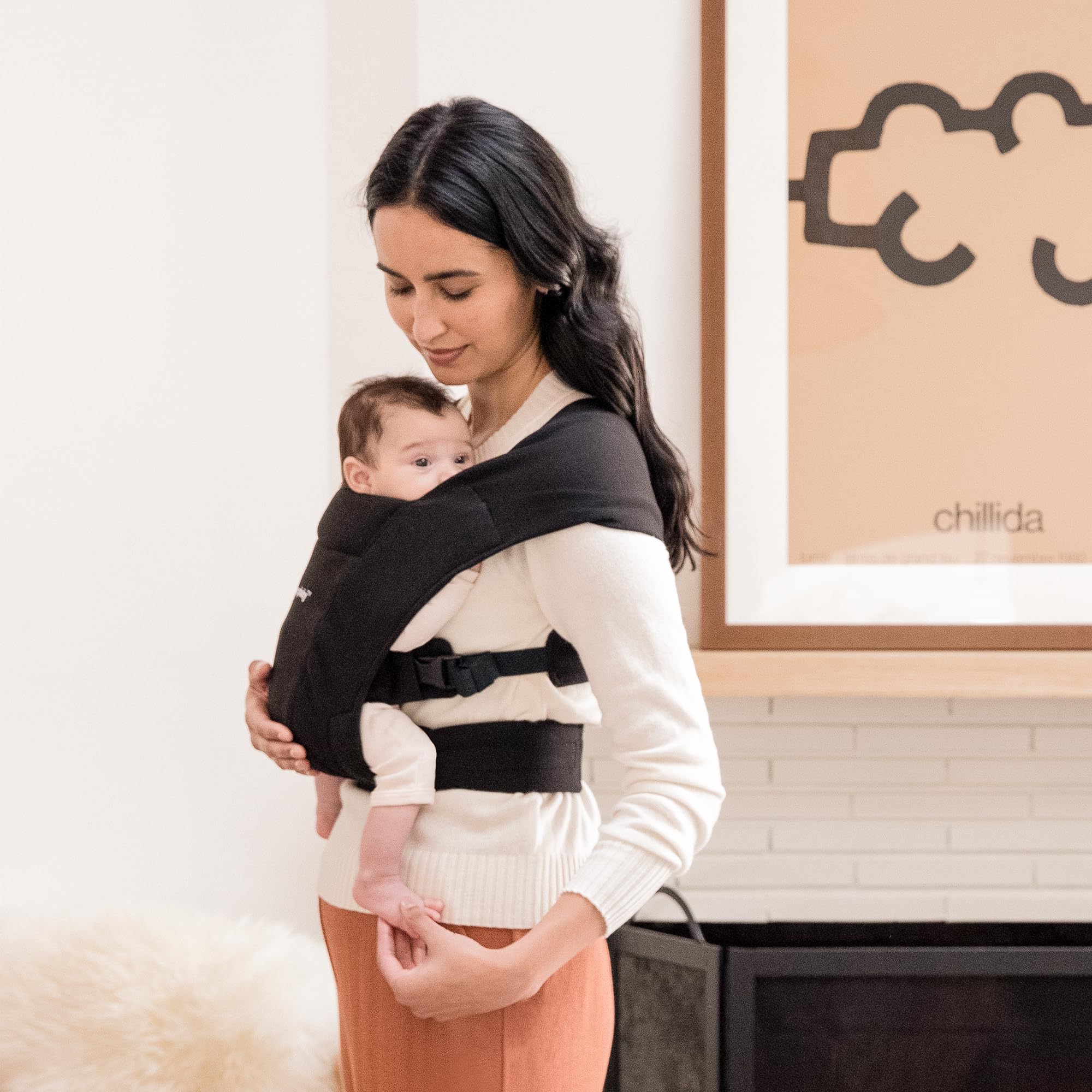 Ergobaby Embrace Baby Carrier Newborn to Toddler - Breathable Baby Carriers for Summer - Cozy Essentials (7-25 Pounds), Ponte Knit, Pure Black