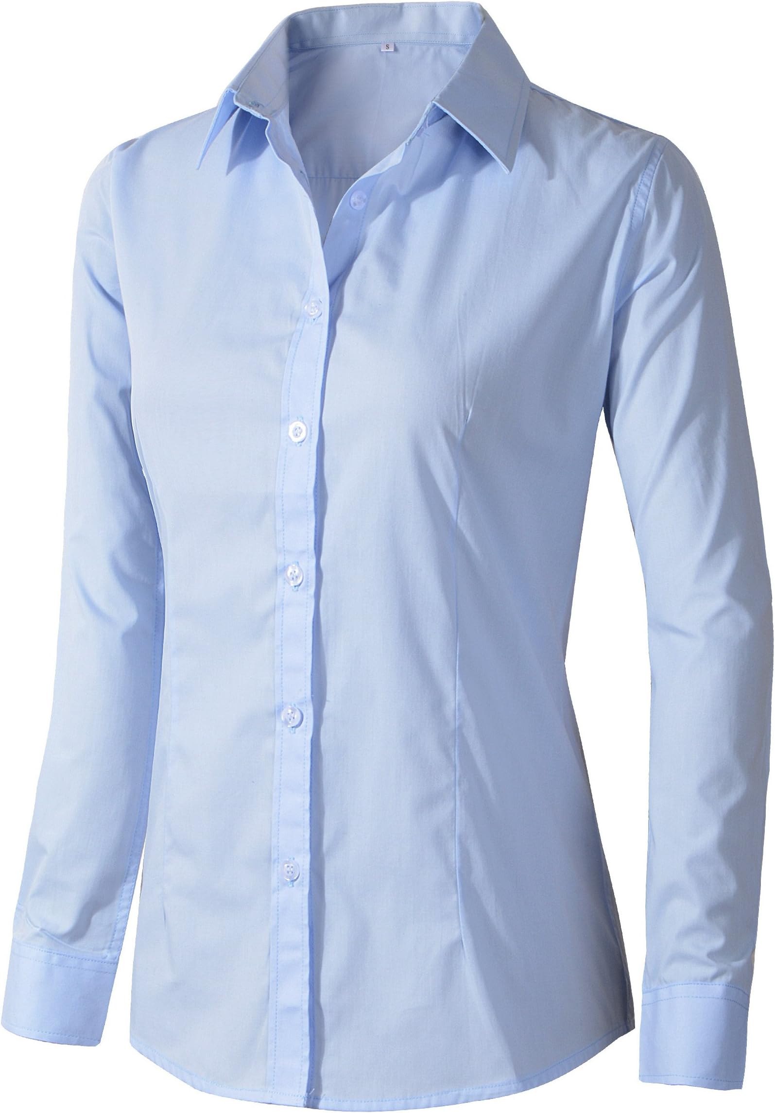 BenibosWomen's Formal Work Wear White Button Down Shirt
