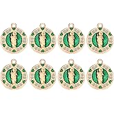 Jiali Q 40pcs San Judas Tadeo Charms Saint Jude Pendant for DIY Jewelry Making, Zinc Alloy with Green Enamel, Ideal for Necklace, Keychain, and Craft Projects
