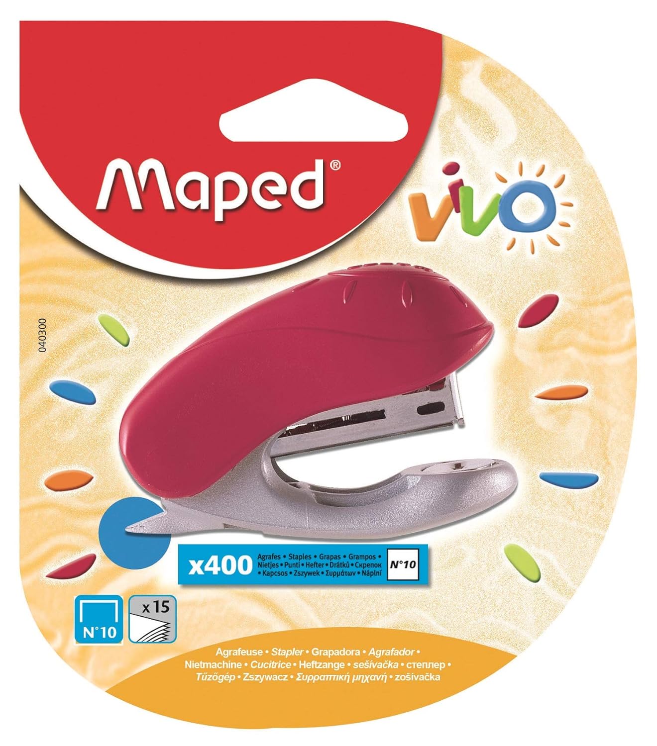 Maped Vivo N Degree 10 Mini Stapler with 400 Staples Random Color