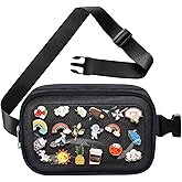 PainZieteg Pin Bag Fanny Pack, Ita Bag Storage Pins Crossbody Belt Bags for Women Girls Gifts, Black Display Bags for Sports Memorial Travel Brooches(No Pins Included)