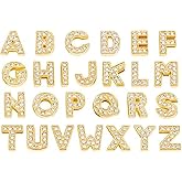 ZHU YU CHUN 130 PCS A-Z Full Rhinestones Charms 8MM Slide Alphabet Crystal Letters for DIY Slide Wristbands Bracelets,Hair Clips,Jewelry Making Charms(130PCS Gold 8mm)