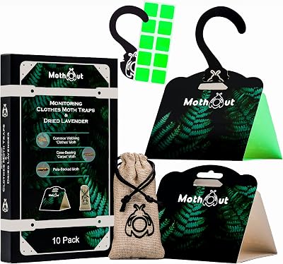 MothOut 10 Pheromone Clothes Moth Traps with Lavender Freshener Glow Pads