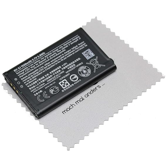 Akku für Microsoft Original BV-5J LiIon für Microsoft Lumia 435, Lumia 435 DS, Lumia 532, Lumia 532 DS mit mungoo Displayputz